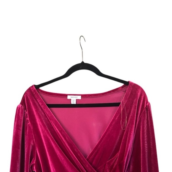 Nine West Pink Velour Wrap Dress Size Extra Large (XL) - Picture 6 of 8